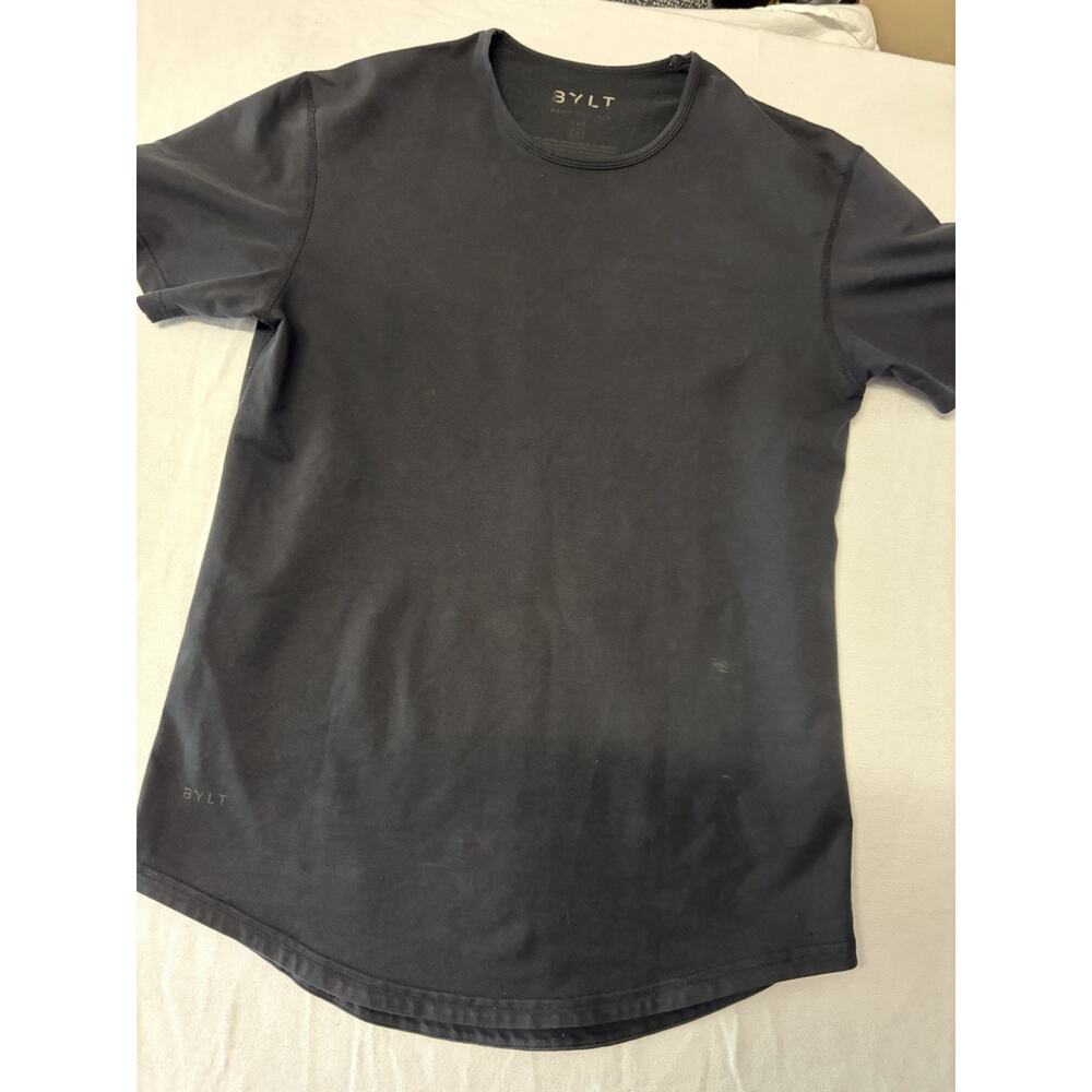 BYLT Basics Drop Cut Lux Tee 2 Pack Men Small Black Gray Athletic Stretch Shirt